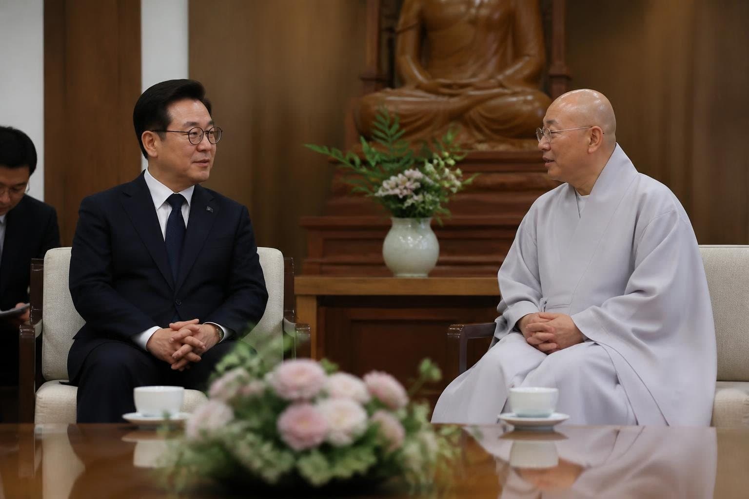 김민석 민주당 대표, 조계종·태고종 예방…불교계 민원 청취