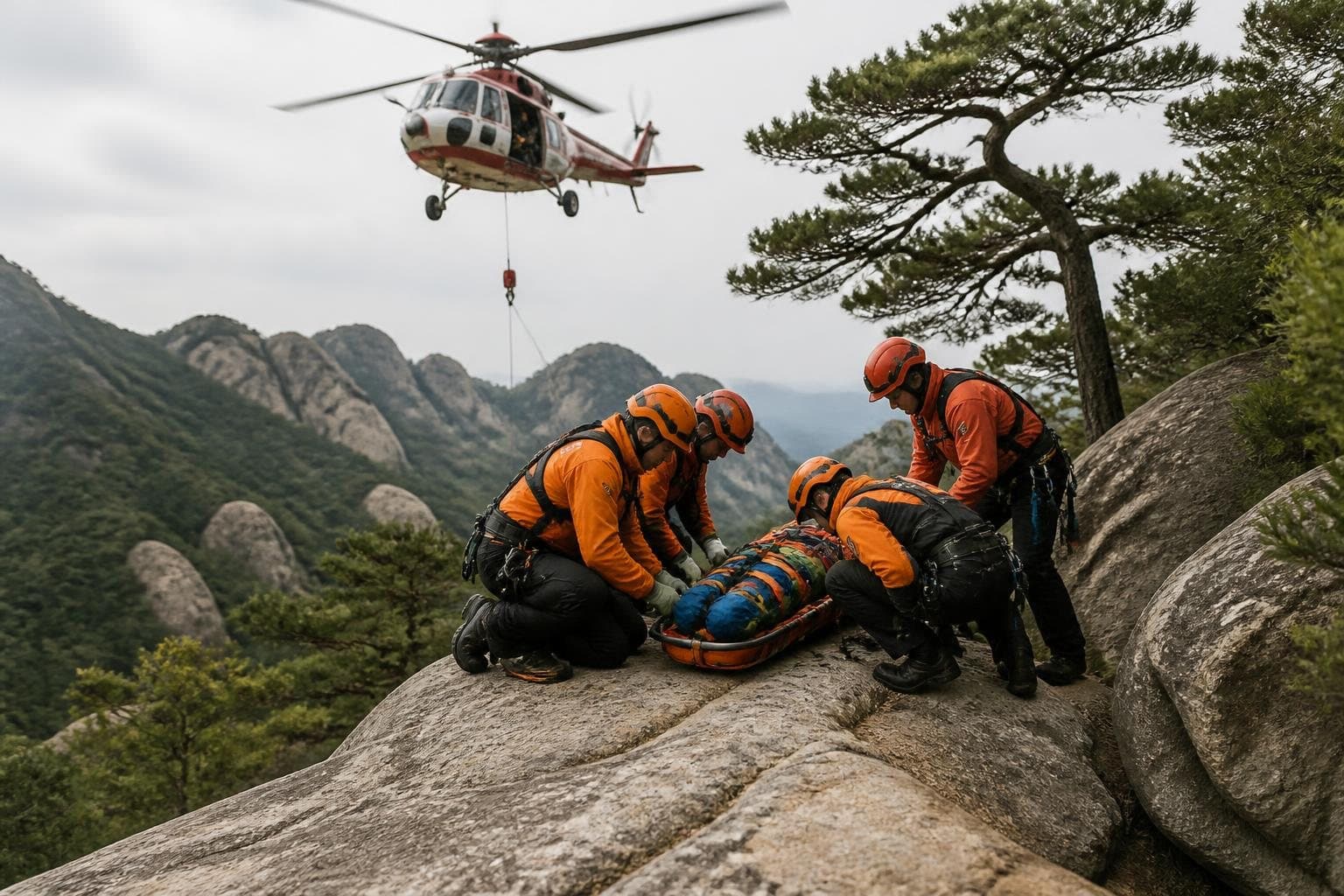 북한산 용출봉서 등산객 추락…헬기 이송